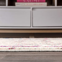 Contemporary Modern Abstract Brushstroke Cream/Pink Rug