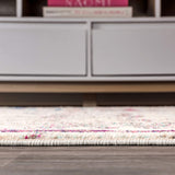 Contemporary Modern Abstract Brushstroke Cream/Pink Rug