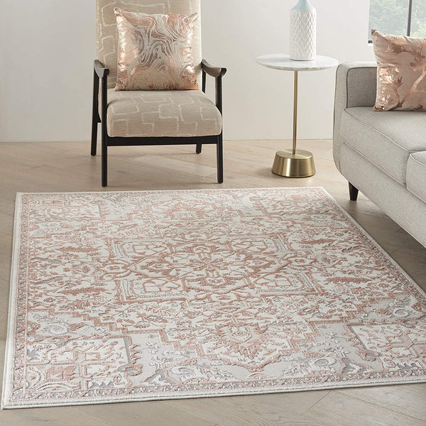 Persian Floral Traditional Ivory Brick Red Soft Area Rug