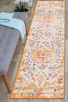 Vintage Medallion Floral Ivory Orange Soft Area Rug