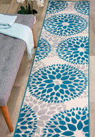 Floral Gray/Grey Turquoise Blue Area Rug