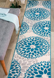 Floral Gray/Grey Turquoise Blue Area Rug