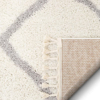 Celina White Moroccan Shag Diamond Trellis Pattern Area Rug