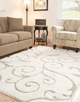 Premium Swirl Thick Plush Cream Beige Shag Rug