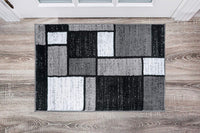 Box Pattern Gray/Grey Black White Area Rug