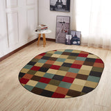 Checks Design Multi-color Area Rug Non-Slip/ No Skid