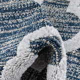 Vera Navy Blue Grey | Moroccan Lattice High-Lo Textured | Area Rug