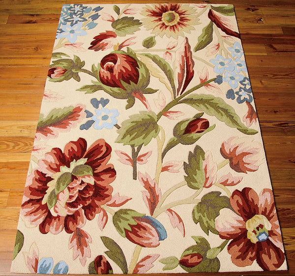 Floral Area Rug Ivory Green Soft Area Rug