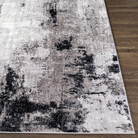 Modern Abstract Soft Area Rug, Silver/Charcoal