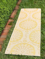 Botanical Collection Floral Abstract Transitional Indoor Outdoor Flatweave Yellow Area Rug
