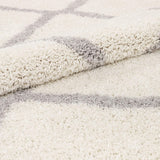 Celina White Moroccan Shag Diamond Trellis Pattern Area Rug