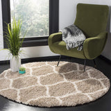 Moroccan Pattern Beige Ivory Plush Shag Area Rug