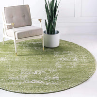 Bromley Collection Vintage Traditional Medallion Border Ivory Green Soft Area Rug