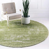 Bromley Collection Vintage Traditional Medallion Border Ivory Green Soft Area Rug