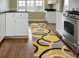 Contemporary Abstract Circles Soft Mustard Yellow Gray Area Rug