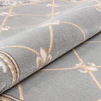 Timeless Fleur De Lis Traditional Area Rug Grey