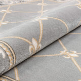Timeless Fleur De Lis Traditional Area Rug Grey