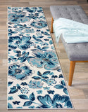 Floral Turquoise Gray Area Rugs