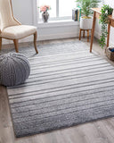 k Grey Geometric Stripes Pattern Area Rug
