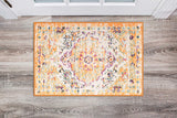 Vintage Medallion Floral Ivory Orange Soft Area Rug