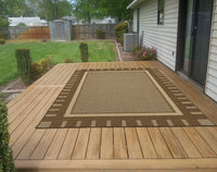 Jardin Indoor/Outdoor Bordered Runner Rug, Brown