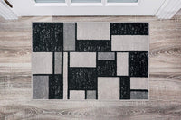 Gray/Grey Black Abstract Area Rug