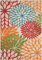 Floral Indoor/Outdoor Red Multi-color Area Rug