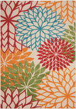 Floral Indoor/Outdoor Red Multi-color Area Rug