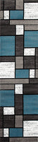 Box Pattern Gray/Grey Blue White Area Rug