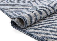 Gizelda Blue Geometric Lines Pattern Area Rug