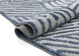 Gizelda Blue Geometric Lines Pattern Area Rug