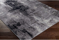Modern Abstract Soft Area Rug, Black/Navy