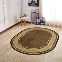 Brown Bordered Design Area Rug - Non-Slip/ No Skid