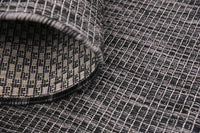 Casual Transitional Indoor  Outdoor Flatweave Black Area Rug