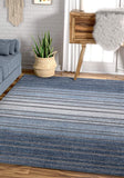 Boer Blue Geometric Stripes Pattern Area Rug