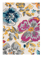 Floral Multi-color Gray Yellow Fuchsia Area Rugs