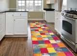 Modern Checks Multi-color Area Rug Non-Slip/ No Skid