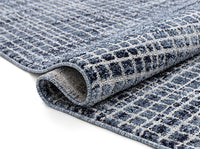 Boer Blue Geometric Lines Pattern Area Rug
