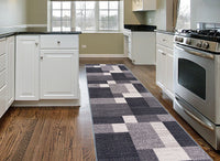 Box Pattern Gray/Grey Area Rug Non-Slip Non Skid