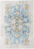 Vintage Medallion Floral Ivory Blue Soft Area Rug