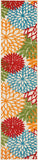 Floral Indoor/Outdoor Red Multi-color Area Rug