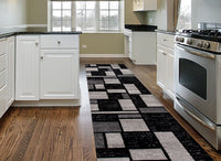 Gray/Grey Black Abstract Area Rug