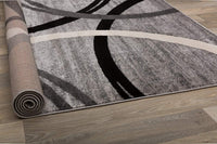 Contemporary Circles Pattern Gray Black Area Rugs