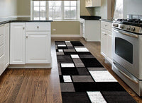 Box Pattern Gray/Grey Black White Area Rug
