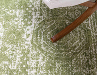 Bromley Collection Vintage Traditional Medallion Border Ivory Green Soft Area Rug