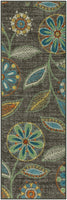 Maples Floral Non Skid Washable Grey Multi Area Rugs