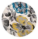 Floral Gray/Grey Yellow Blue Area Rug