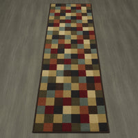 Checks Design Multi-color Area Rug Non-Slip/ No Skid