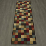 Checks Design Multi-color Area Rug Non-Slip/ No Skid