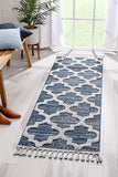 Vera Navy Blue Grey | Moroccan Lattice High-Lo Textured | Area Rug